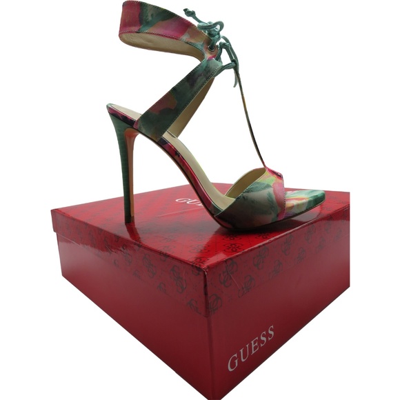 Guess ALEXES Floral Print Tie Heels Sandal 7 - Picture 4 of 8